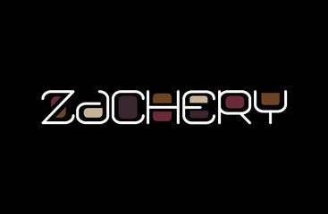 Zachery Name Art in a Unique Contemporary Design in Java Brown Colors