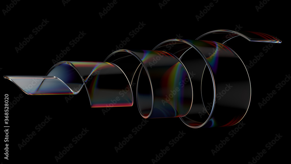 Poster 3d render of glass object with dispersion and iridescent effects. realisitc light splitting. luxury 
