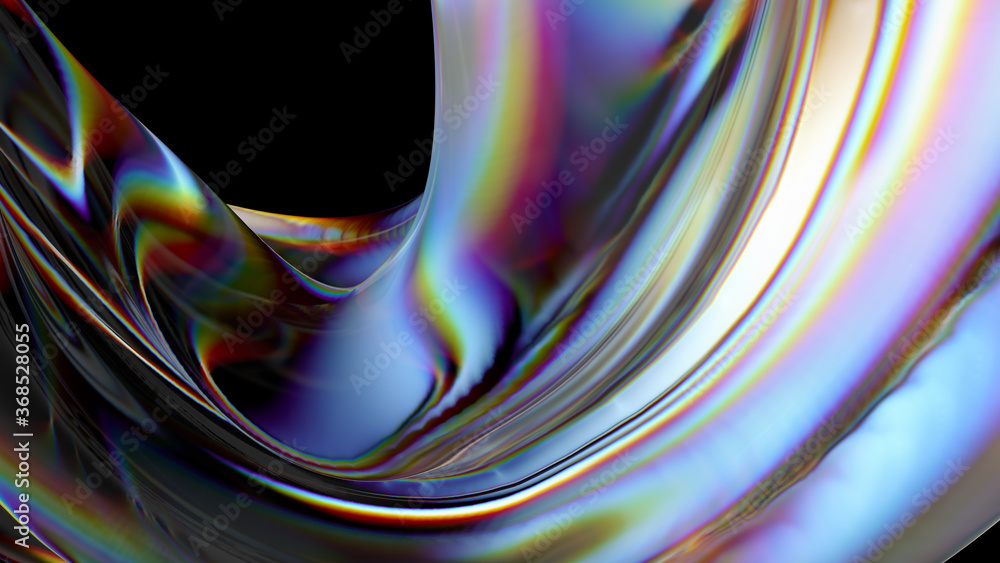 Aufkleber 3d render of glass object with dispersion and iridescent effects. realisitc light splitting. luxury 