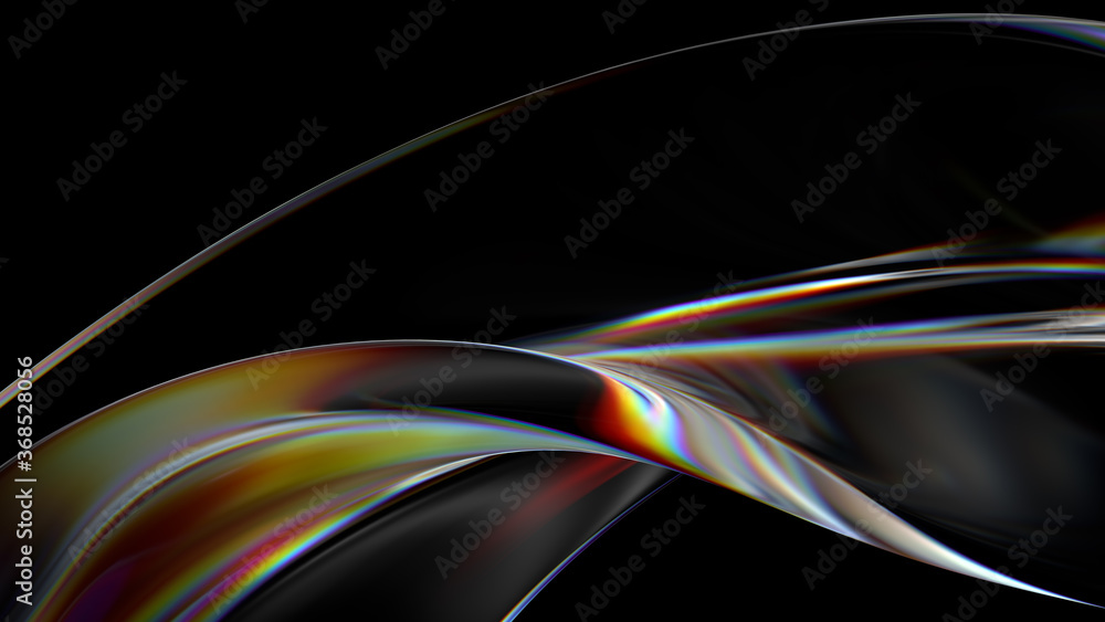 Poster 3d render of glass object with dispersion and iridescent effects. realisitc light splitting. luxury 