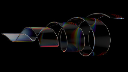 3d render of glass object with dispersion and iridescent effects. Realisitc light splitting. Luxury and modern background. - 368528020