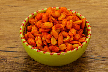 Chili peanut snack in the bowl