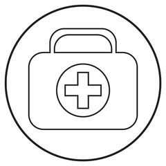 Fototapeta premium medical icon first aid kit; line art style; vector illustration, symbol for app, print or web.