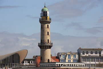 Obraz premium The Lighthouse of Warnemünde, Warnemuende, Mecklenburg-Vorpommern, Germany