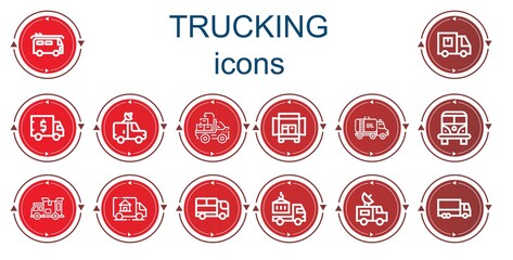 Editable 14 trucking icons for web and mobile