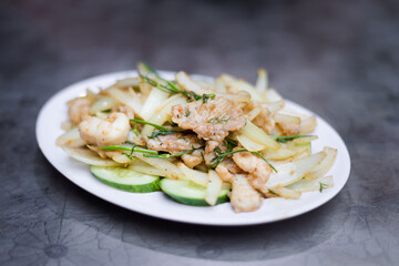 Delicious vietnamese stir fried crocodile