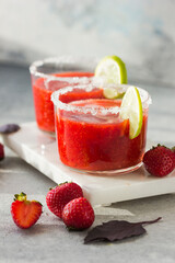 A delcious frozen strawberry daiquiri or Daiquiry cocktail