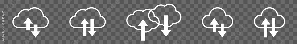 Poster cloud upload download icon white | clouds arrow up down illustration | computing storage symbol | se