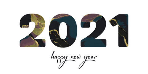 Luxury 2021 Happy New Year elegant design - vector illustration of green 2021 logo numbers on white background.