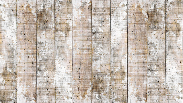 Distressed wooden background white color stains rustic wood texture