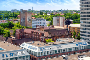 Aerial view to the old town hall in Frankfurt an der Oder, Brandenburg, Germany