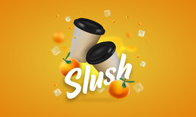Slush Cup Icy Orange Vector Mockup