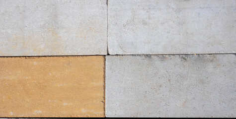 Sand-lime bricks, white and yellow used for the construction