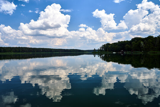 reflection of clouds in the waters of Lake Chycina during summe