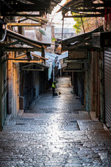 Empty streets of the old city of Jerusalem due to quarantine during the coronavirus pandemic