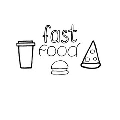 fast food icons, mono symbols
