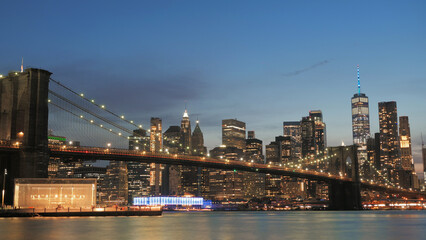 landscape of lower manhattan at night time 
