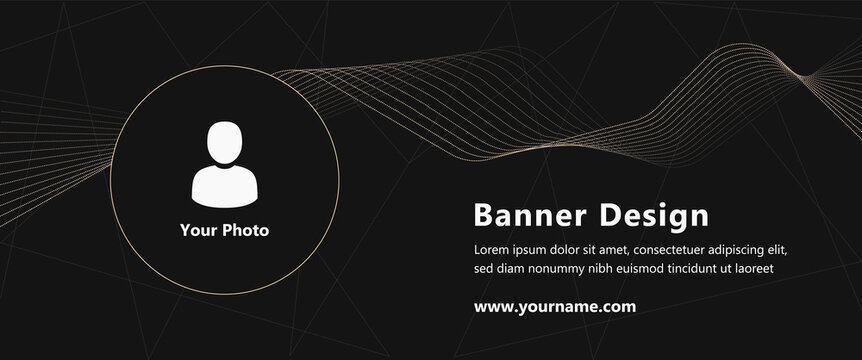 Technological banner with elements of caramel color on dark background. Abstract poster vector template e-mail, party, workshop, event, webinar, conference
