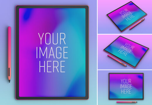 Tablet with Pencil Mockup