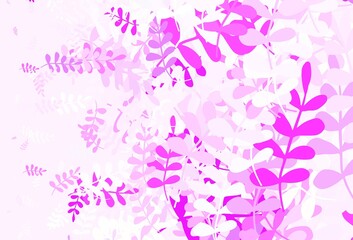 Obraz na płótnie Canvas Light Purple vector doodle backdrop with leaves.