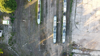 tram depot in Poland. Gorzow Wlkp. Lubusz. photo taken with a drone