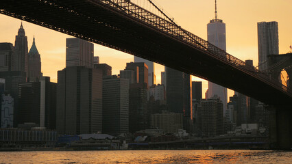 landscape of lower manhattan at sunset time 