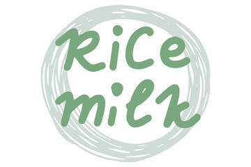 Rice Milk. Vector element for logos, labels, badges, stickers. Vector illustration isolation on white background. Organic, eco, healthy food.