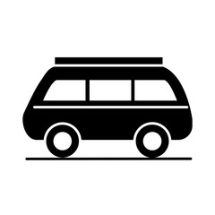 car mini van retro model transport vehicle silhouette style icon design