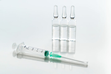 syringe and ampules medicine injection