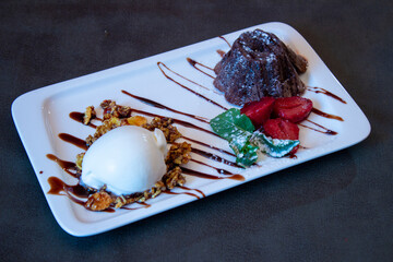 Delicious food on a grey table