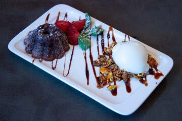 Delicious food on a grey table