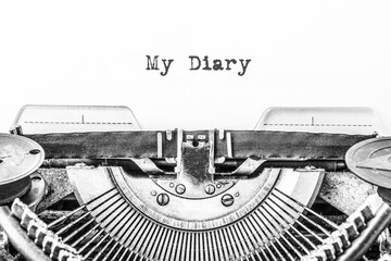My Diary text on vintage typewriter