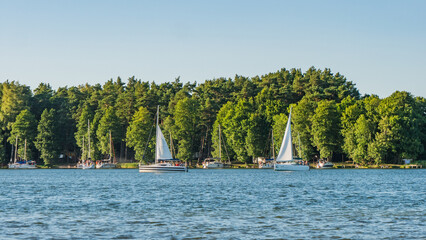  Lake in Polish Masuria, sailing yachts on a sunny day