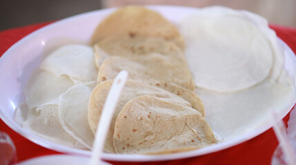 Appam, Palappam,Kallappam,vella appam,parotta,Roti or Chapati a popular traditional Kerala breakfast food.
