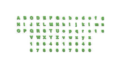 Full set of English letters in 3D illustrations separated to two sides for matching perspectives, lightings and shadows for realistic combinations on white background
