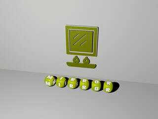 3D graphical image of MIRROR vertically along with text built by metallic cubic letters from the top perspective, excellent for the concept presentation and slideshows. background and illustration