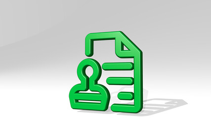 office stamp document made by 3D illustration of a shiny metallic sculpture with the shadow on light background. business and businessman
