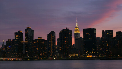 landscape of mid town manhattan NYC evening time 