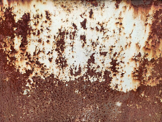 Corroded metal background. Rusty metal background with streaks of rust. Rust stains. Rystycorrosion.