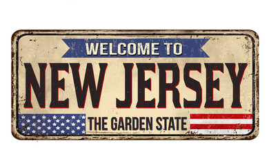 Welcome to New Jersey vintage rusty metal sign