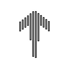striped arrow icon, line style