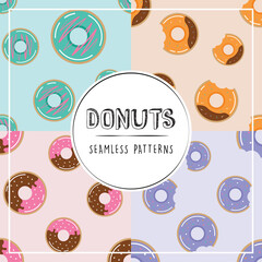 Donuts illustration doughnuts seamless patterns doughnut flat color donut vector set