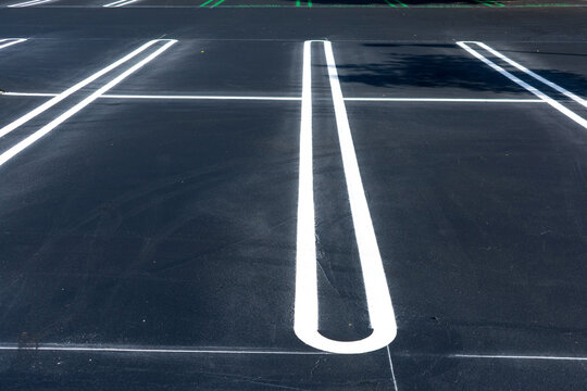 A newly completed outdoor parking lot