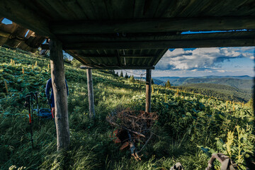 Fototapeta premium A large brick building with grass and trees
