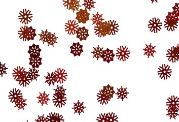 Light Green, Red vector pattern with christmas snowflakes.