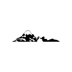 Fototapeta na wymiar icon of mountains, silhouette style