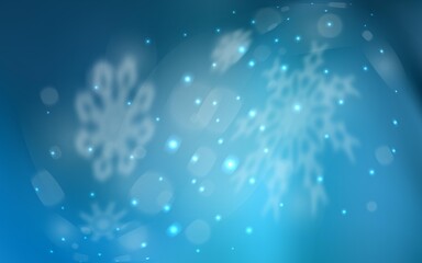 Fototapeta na wymiar Light BLUE vector template with ice snowflakes. Blurred decorative design in xmas style with snow. New year design for your ad, poster, banner.