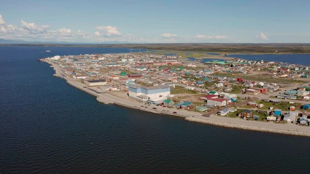 Aerial View Over the Northwest Arctic Borough of Kotzebue Alaska
