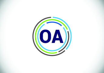 Initial Monogram Letter O A Logo Design Vector Template. O A Letter Logo Design	