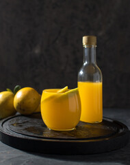 Fresh orange juice in a glass 